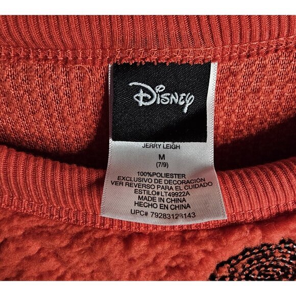 Disney Mickey Mouse Juniors Red Sequined Sherpa Sweater Size M 7/8 - Picture 3 of 6
